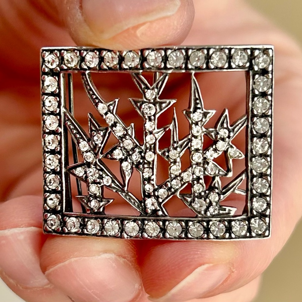 Faberge Sterling Silver Ice Crystal Pin MMA - Rare Vintage